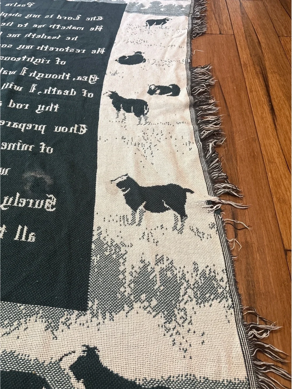 Vtg Goodwin Weavers Psalm 23 Woven Wall Hanging Tapestry Shepherd Sheep Design